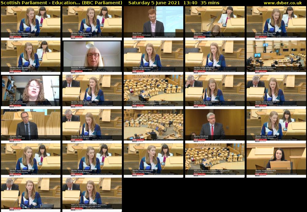 Scottish Parliament - Education... (BBC Parliament) Saturday 5 June 2021 13:40 - 14:15