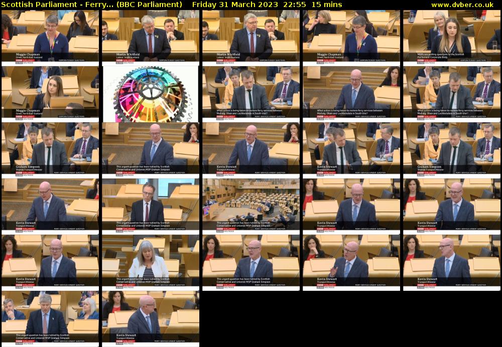 Scottish Parliament - Ferry... (BBC Parliament) Friday 31 March 2023 22:55 - 23:10