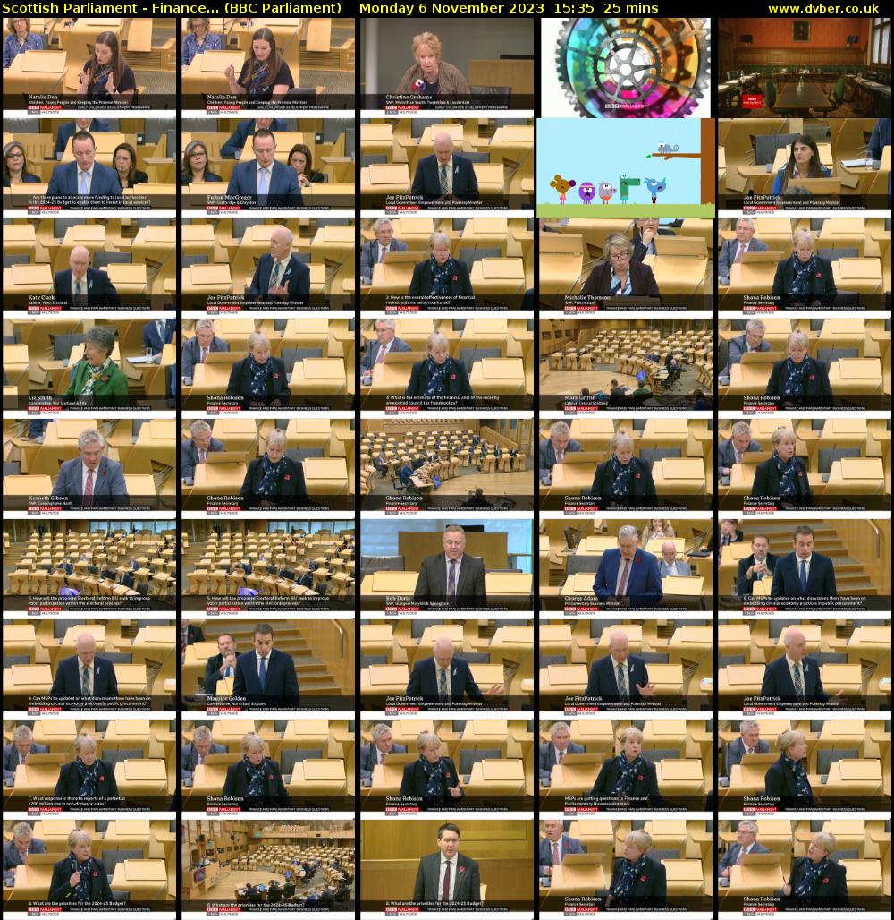 Scottish Parliament - Finance... (BBC Parliament) Monday 6 November 2023 15:35 - 16:00
