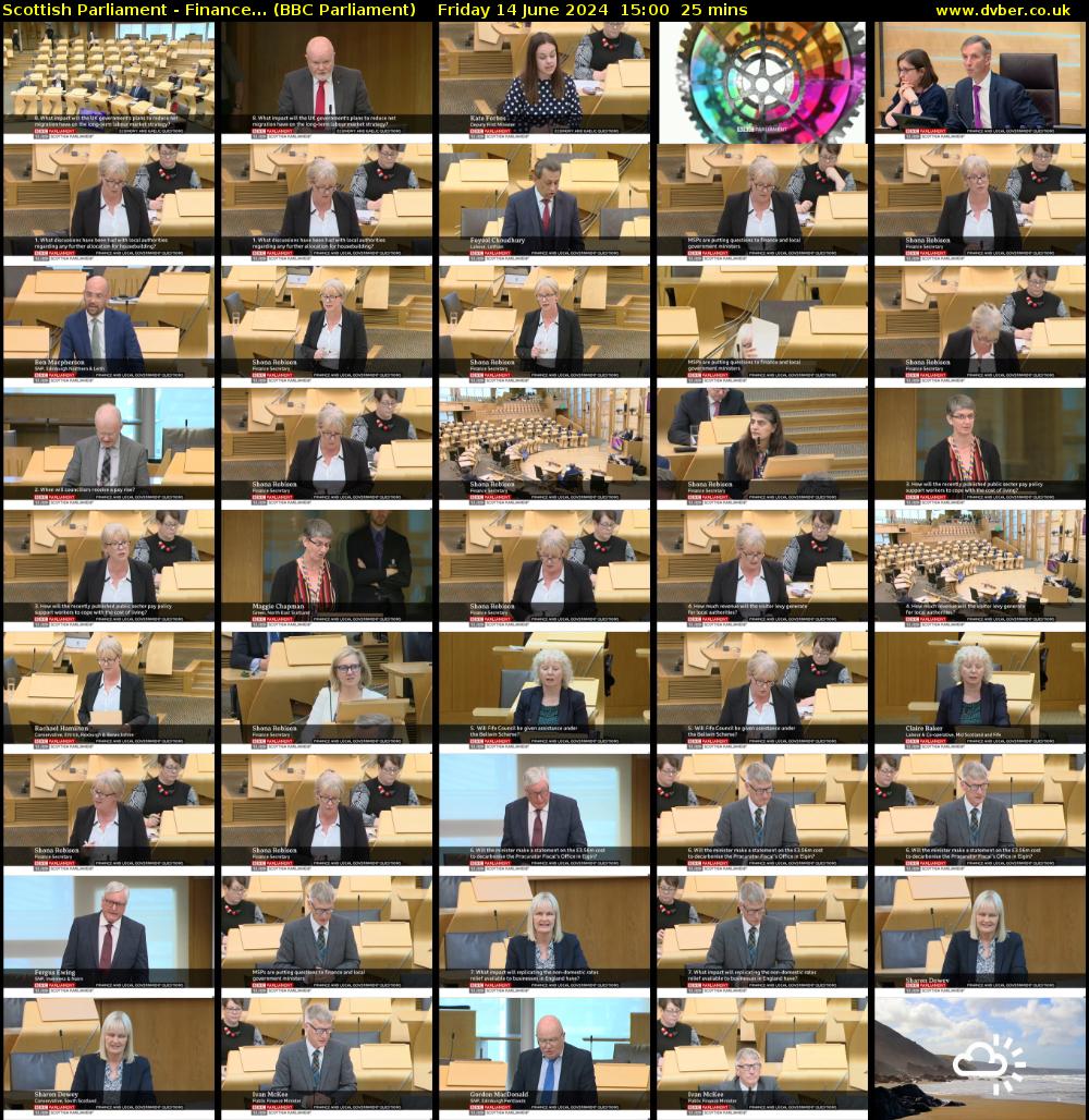 Scottish Parliament - Finance... (BBC Parliament) Friday 14 June 2024 15:00 - 15:25