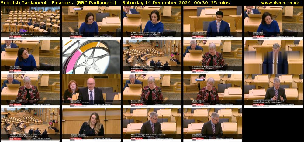 Scottish Parliament - Finance... (BBC Parliament) Saturday 14 December 2024 00:30 - 00:55