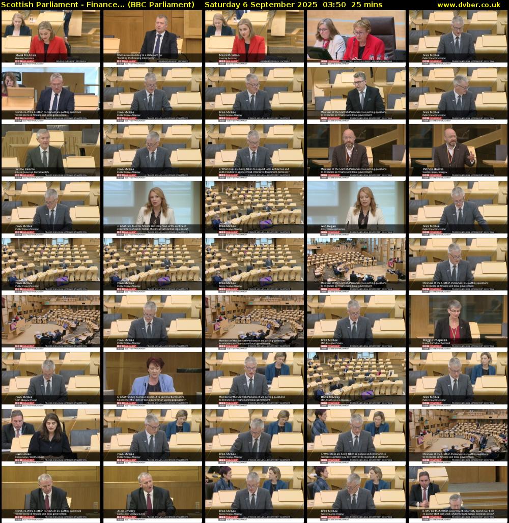 Scottish Parliament - Finance... (BBC Parliament) Saturday 6 September 2025 03:50 - 04:15