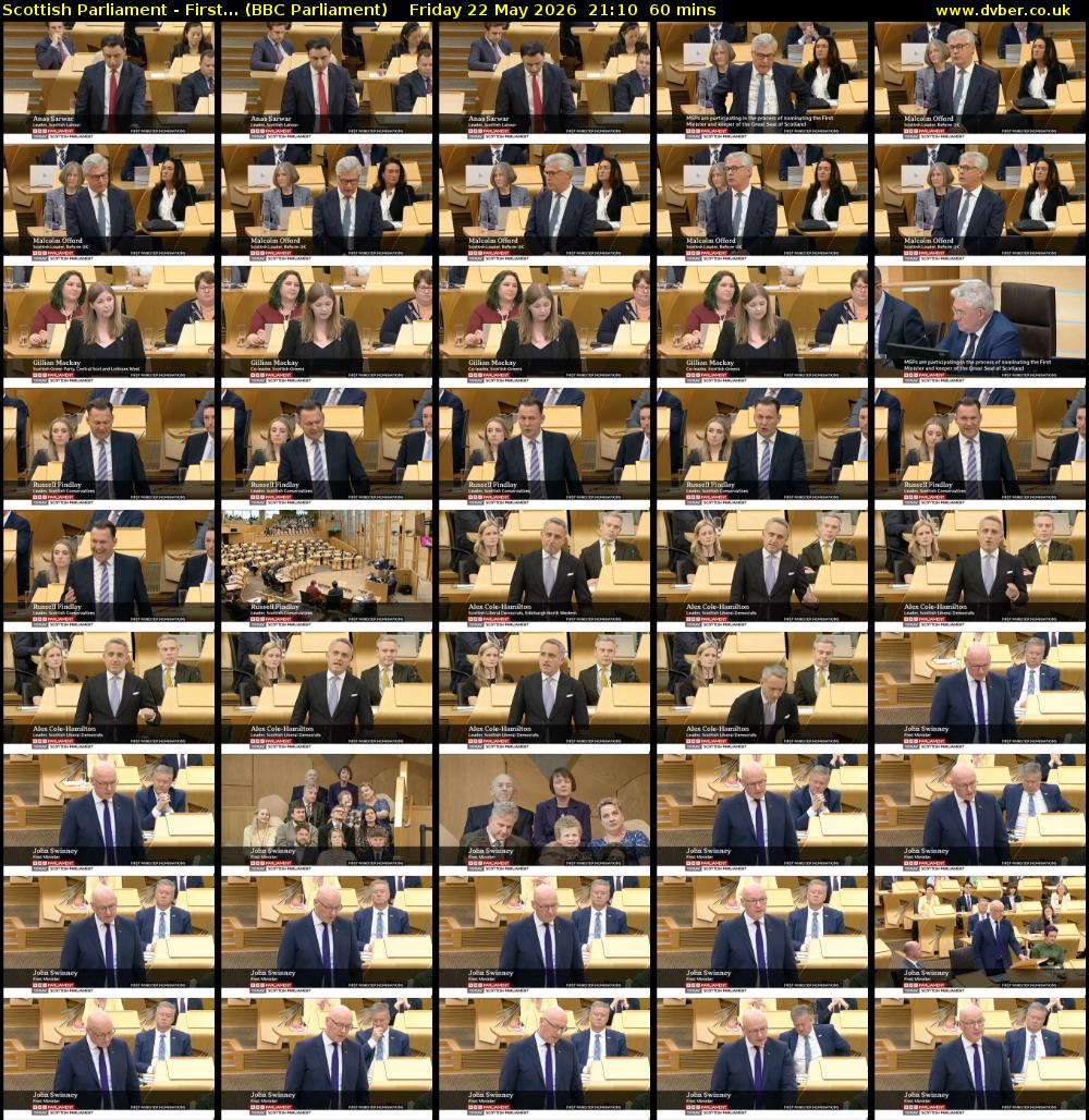 Scottish Parliament - First... (BBC Parliament) Friday 22 May 2026 21:10 - 22:10