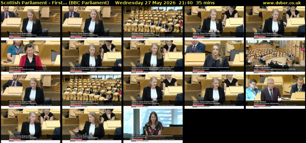 Scottish Parliament - First... (BBC Parliament) Wednesday 27 May 2026 21:40 - 22:15