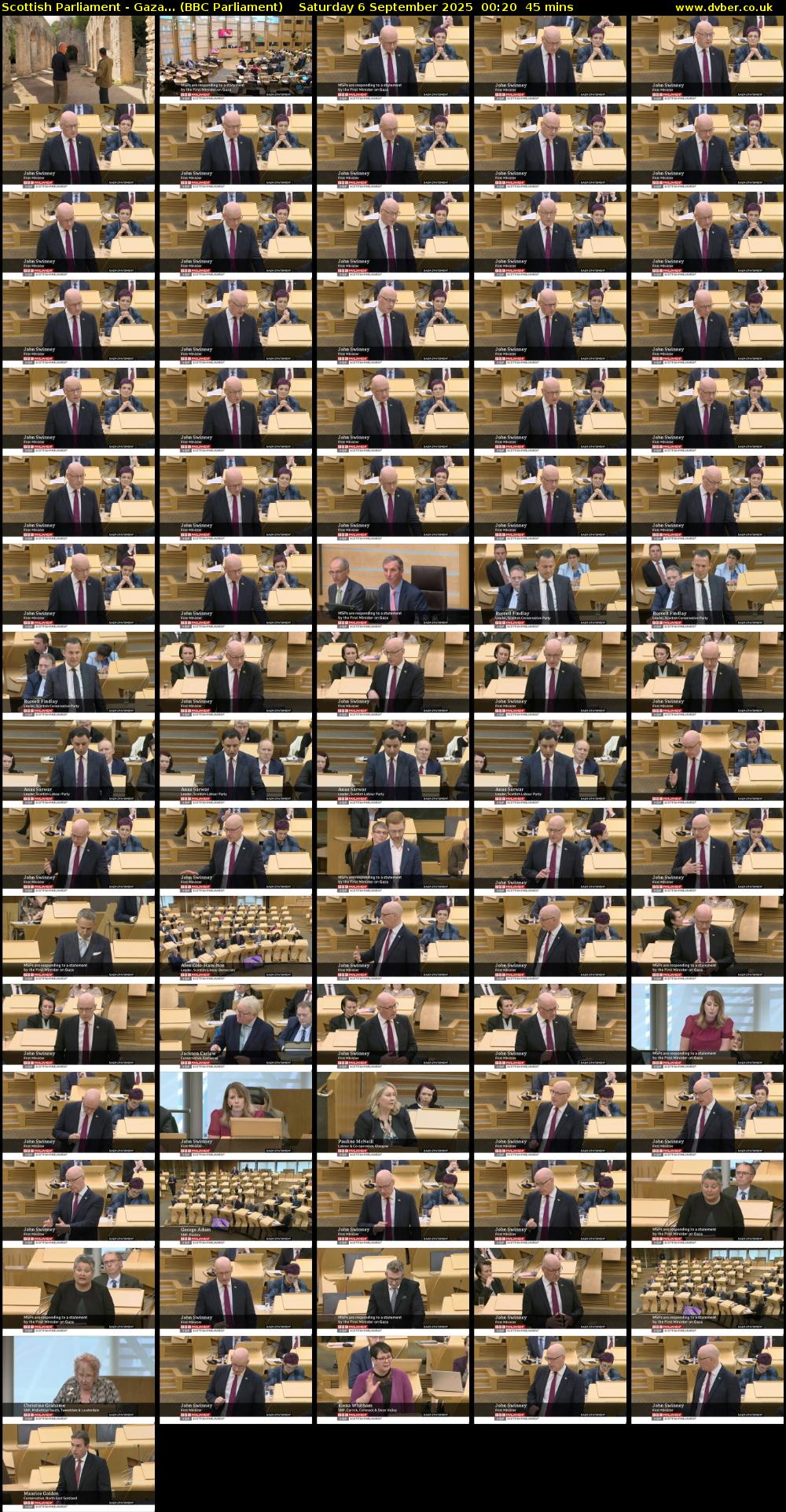 Scottish Parliament - Gaza... (BBC Parliament) Saturday 6 September 2025 00:20 - 01:05