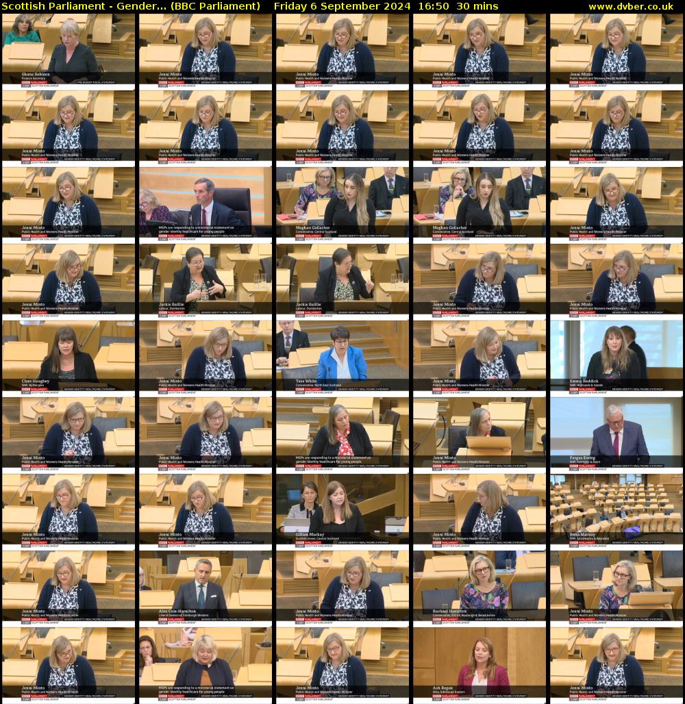 Scottish Parliament - Gender... (BBC Parliament) Friday 6 September 2024 16:50 - 17:20