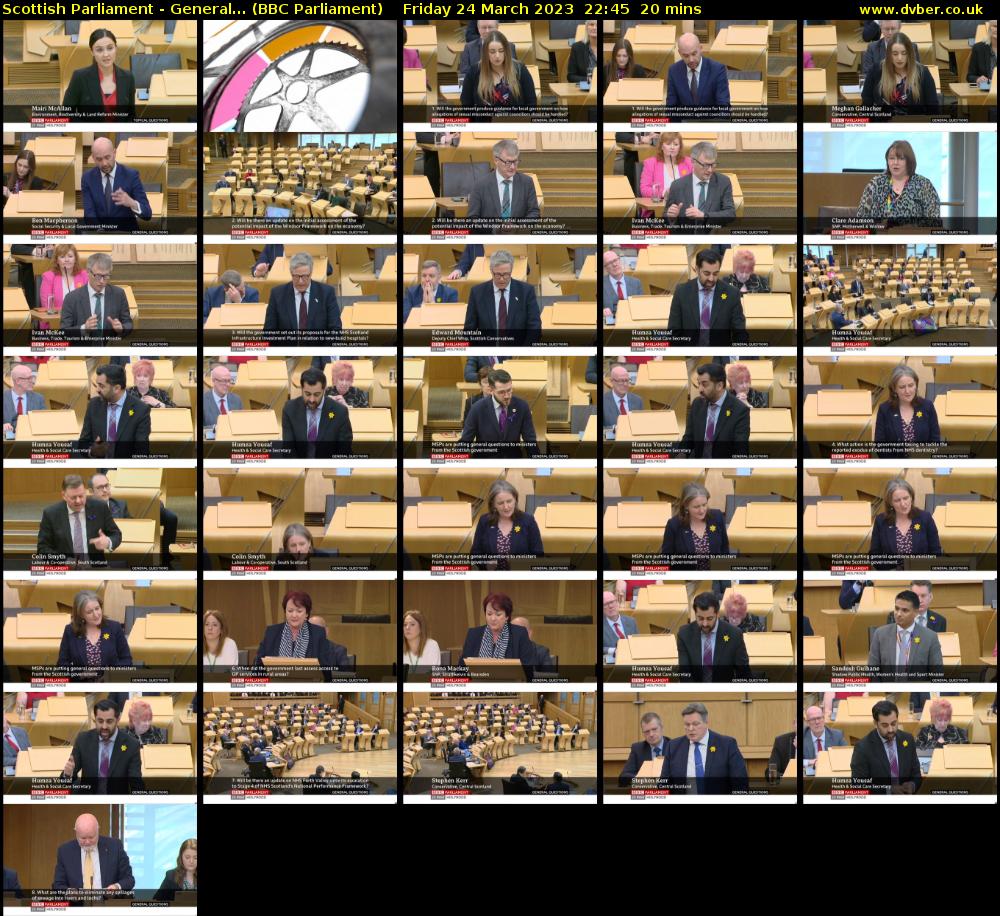Scottish Parliament - General... (BBC Parliament) Friday 24 March 2023 22:45 - 23:05