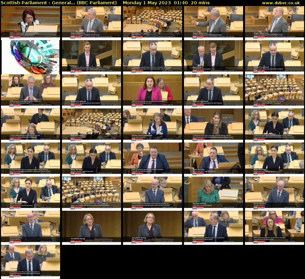 Scottish Parliament - General... (BBC Parliament) Monday 1 May 2023 01:40 - 02:00