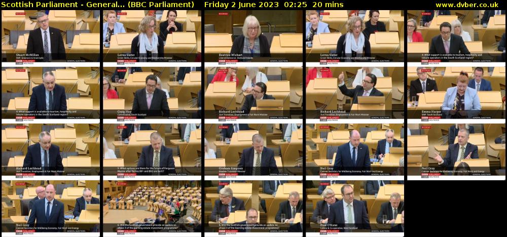 Scottish Parliament - General... (BBC Parliament) Friday 2 June 2023 02:25 - 02:45