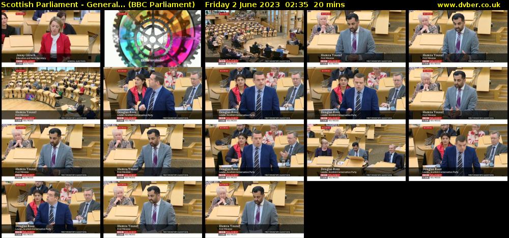 Scottish Parliament - General... (BBC Parliament) Friday 2 June 2023 02:35 - 02:55