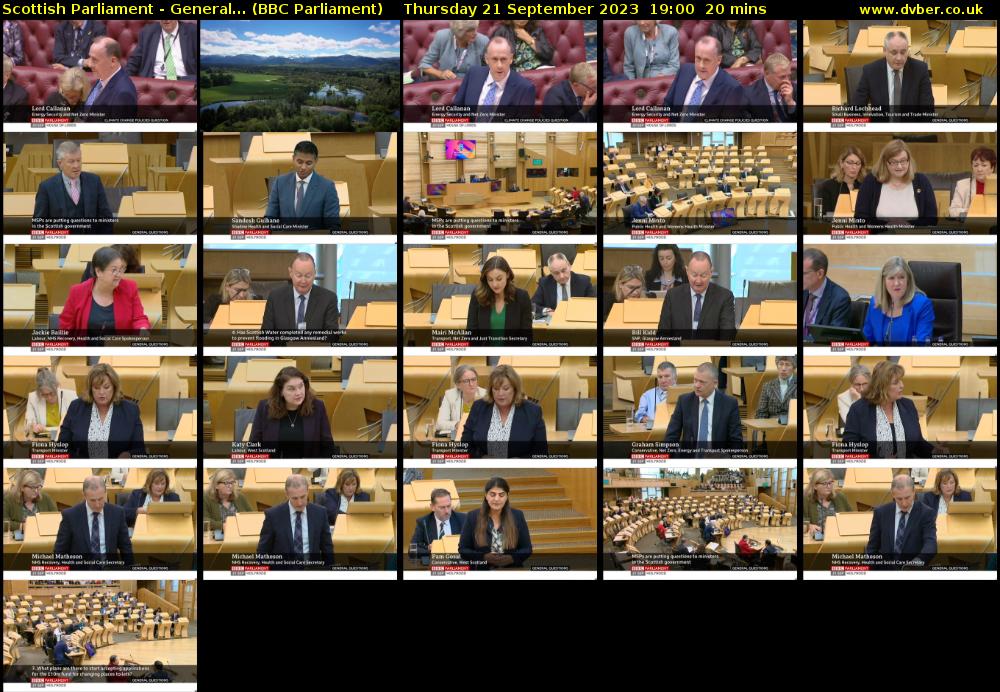Scottish Parliament - General... (BBC Parliament) Thursday 21 September 2023 19:00 - 19:20