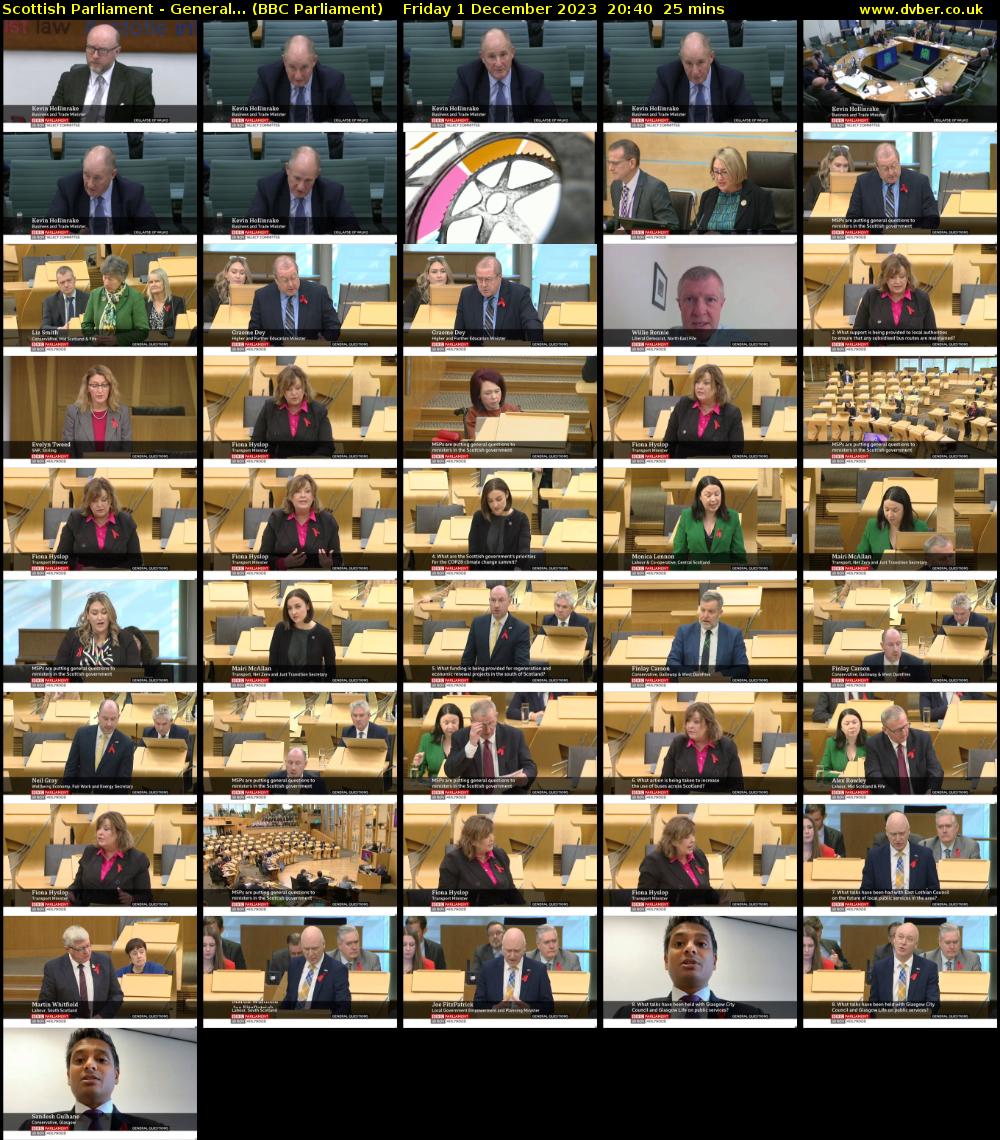 Scottish Parliament - General... (BBC Parliament) Friday 1 December 2023 20:40 - 21:05