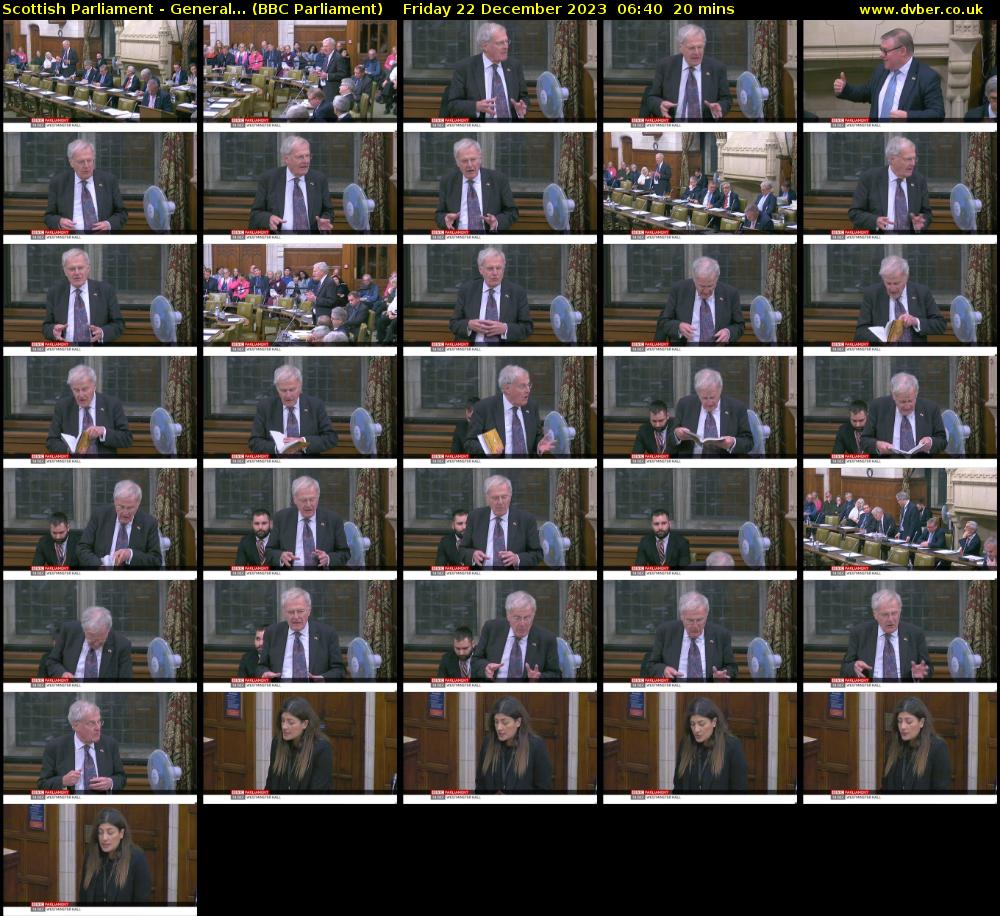 Scottish Parliament - General... (BBC Parliament) Friday 22 December 2023 06:40 - 07:00