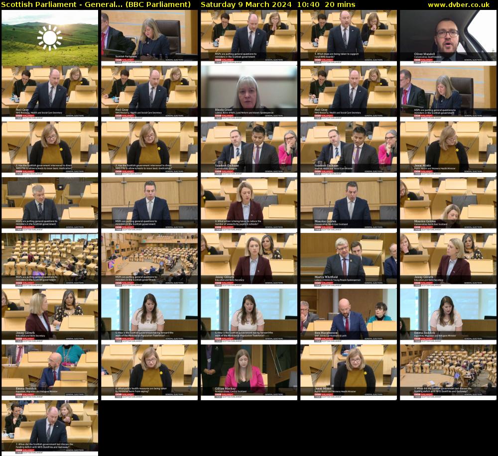 Scottish Parliament - General... (BBC Parliament) Saturday 9 March 2024 10:40 - 11:00