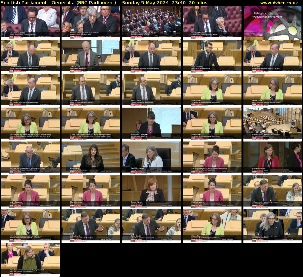 Scottish Parliament - General... (BBC Parliament) Sunday 5 May 2024 23:40 - 00:00