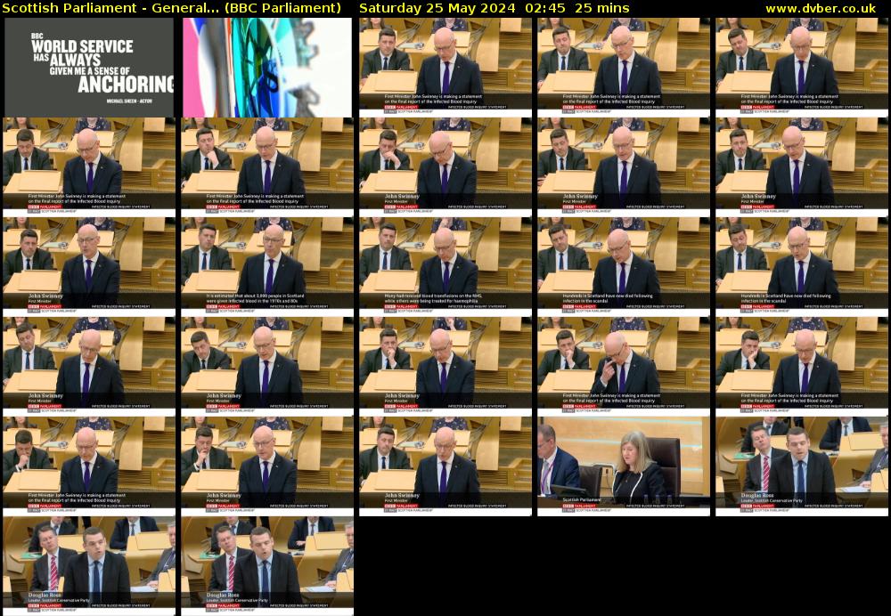 Scottish Parliament - General... (BBC Parliament) Saturday 25 May 2024 02:45 - 03:10