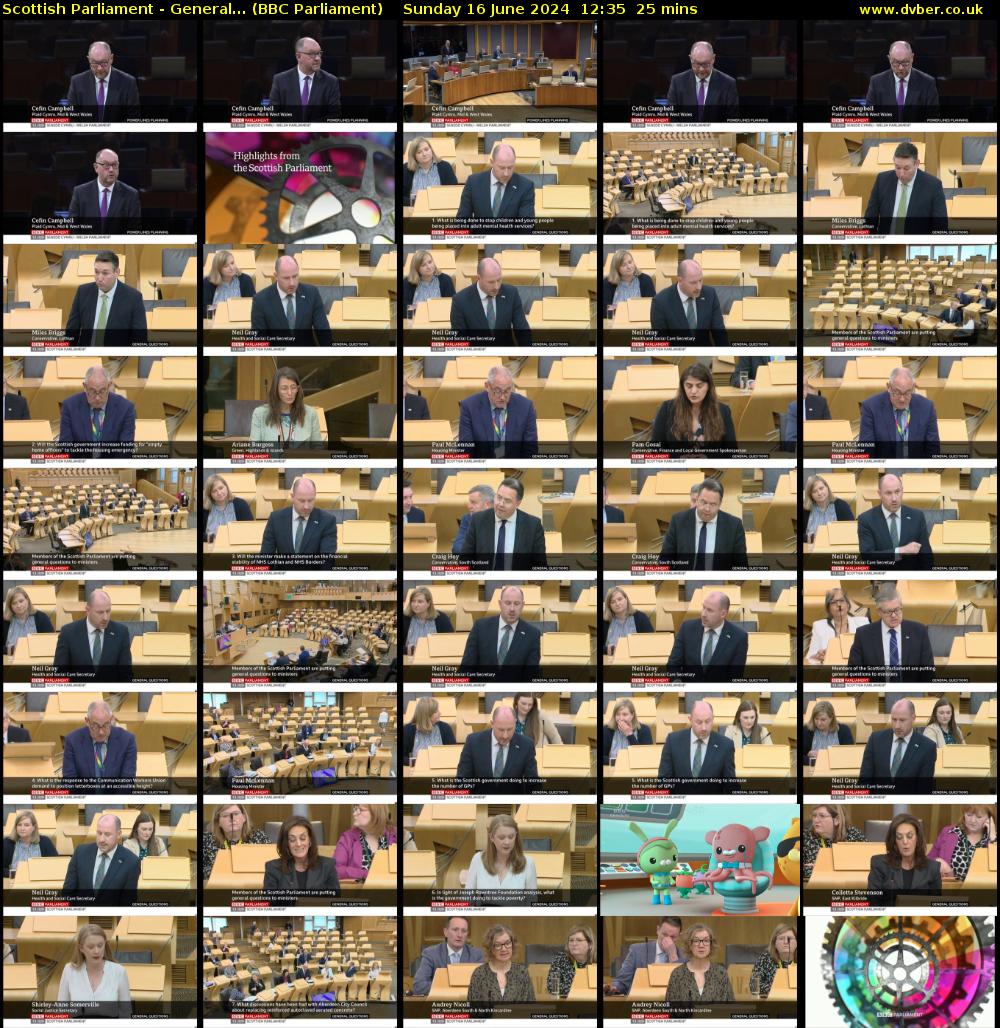 Scottish Parliament - General... (BBC Parliament) Sunday 16 June 2024 12:35 - 13:00
