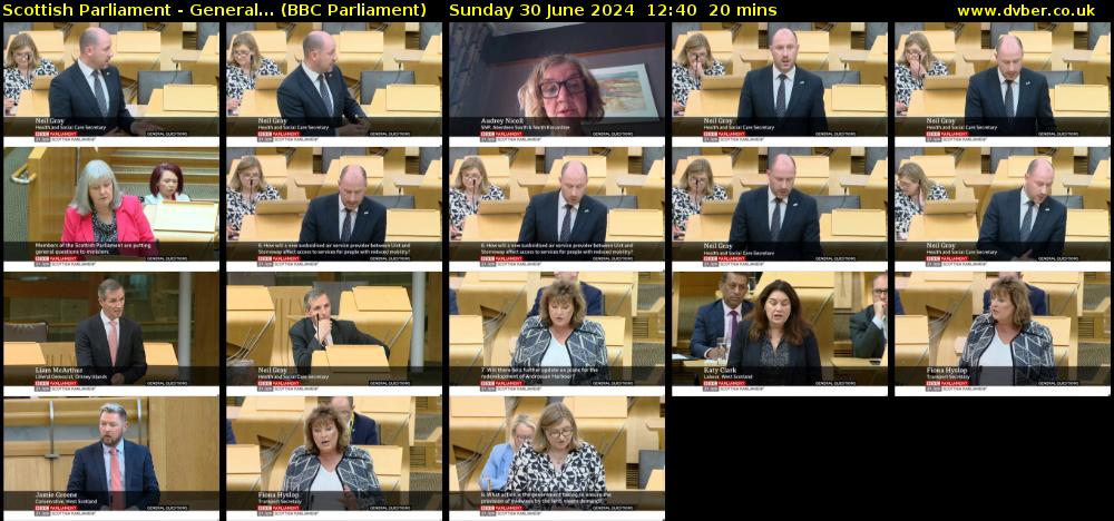 Scottish Parliament - General... (BBC Parliament) Sunday 30 June 2024 12:40 - 13:00