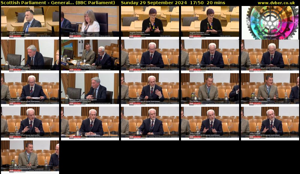 Scottish Parliament - General... (BBC Parliament) Sunday 29 September 2024 17:50 - 18:10