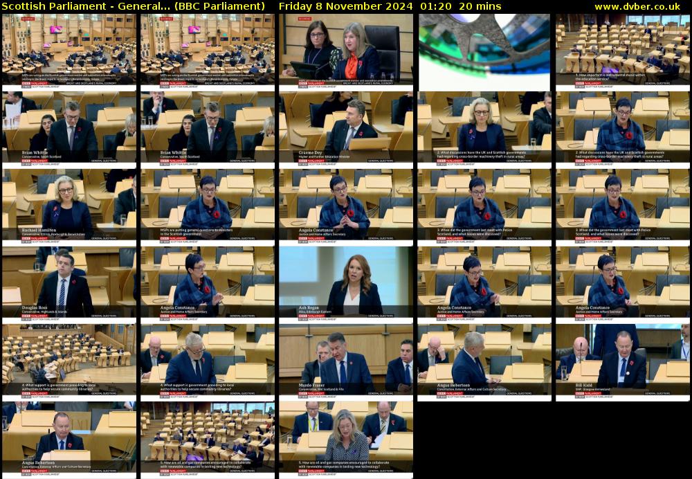 Scottish Parliament - General... (BBC Parliament) Friday 8 November 2024 01:20 - 01:40
