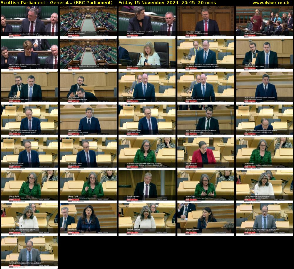 Scottish Parliament - General... (BBC Parliament) Friday 15 November 2024 20:45 - 21:05