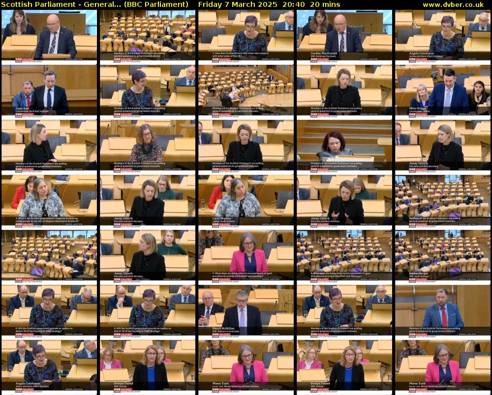 Scottish Parliament - General... (BBC Parliament) Friday 7 March 2025 20:40 - 21:00