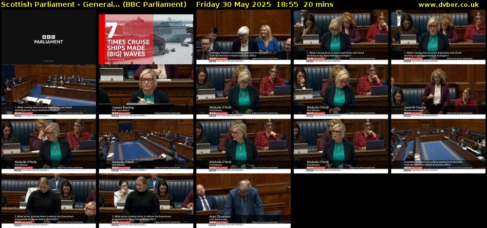 Scottish Parliament - General... (BBC Parliament) Friday 30 May 2025 18:55 - 19:15