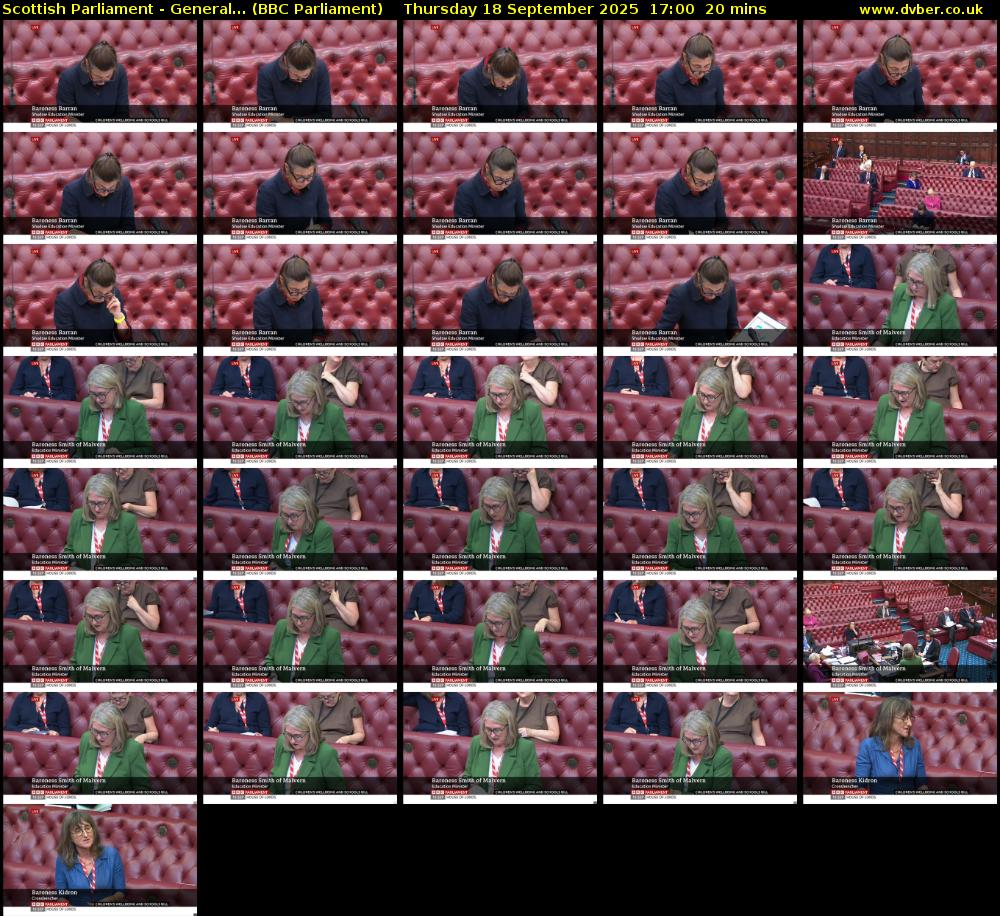 Scottish Parliament - General... (BBC Parliament) Thursday 18 September 2025 17:00 - 17:20