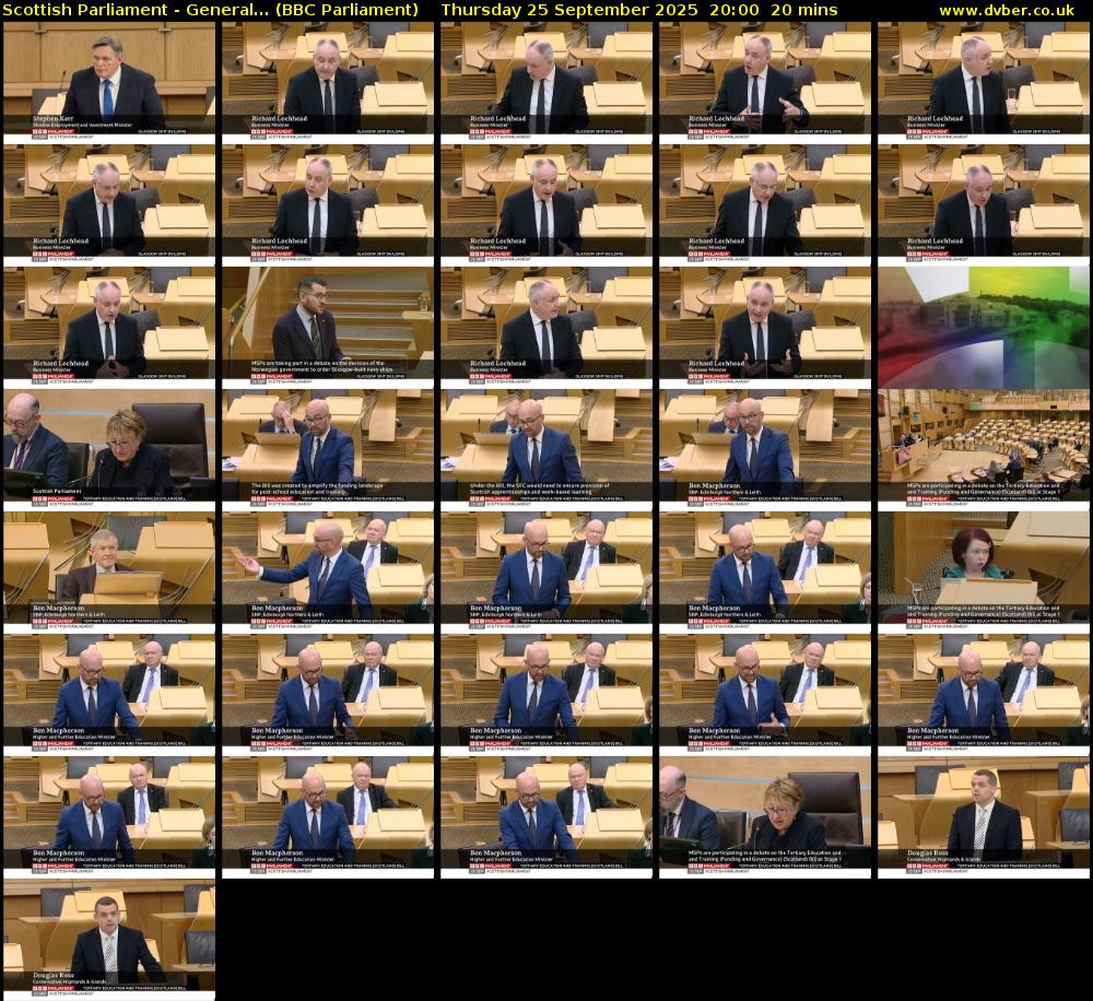 Scottish Parliament - General... (BBC Parliament) Thursday 25 September 2025 20:00 - 20:20