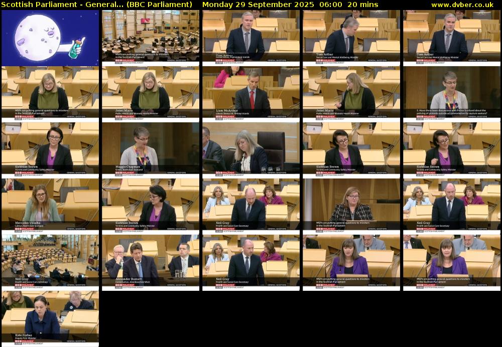 Scottish Parliament - General... (BBC Parliament) Monday 29 September 2025 06:00 - 06:20