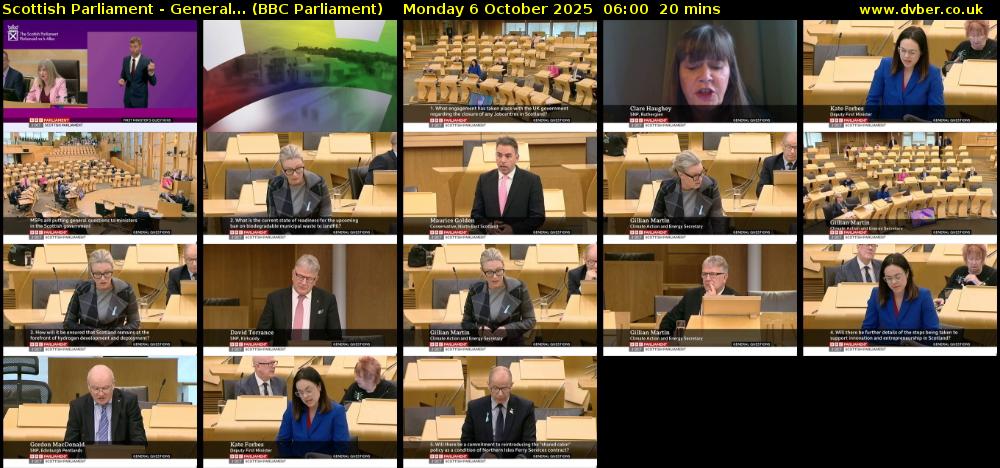 Scottish Parliament - General... (BBC Parliament) Monday 6 October 2025 06:00 - 06:20
