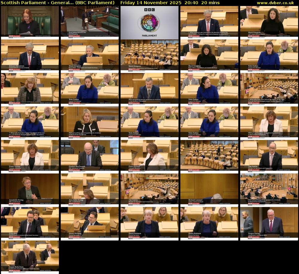 Scottish Parliament - General... (BBC Parliament) Friday 14 November 2025 20:40 - 21:00