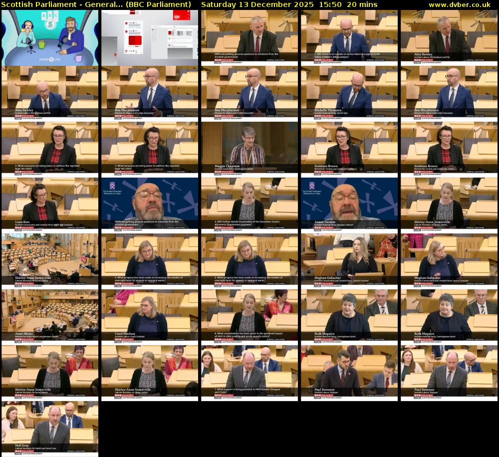 Scottish Parliament - General... (BBC Parliament) Saturday 13 December 2025 15:50 - 16:10