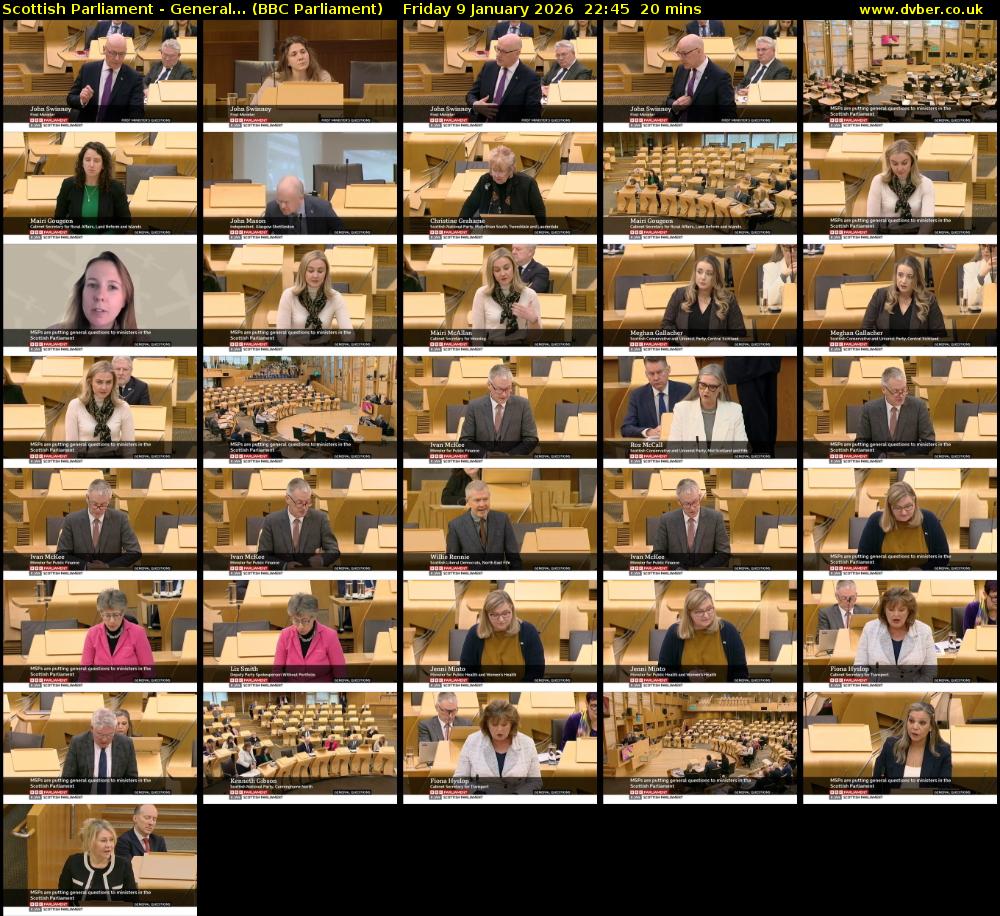 Scottish Parliament - General... (BBC Parliament) Friday 9 January 2026 22:45 - 23:05
