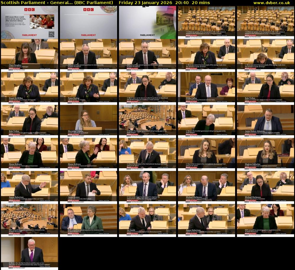 Scottish Parliament - General... (BBC Parliament) Friday 23 January 2026 20:40 - 21:00
