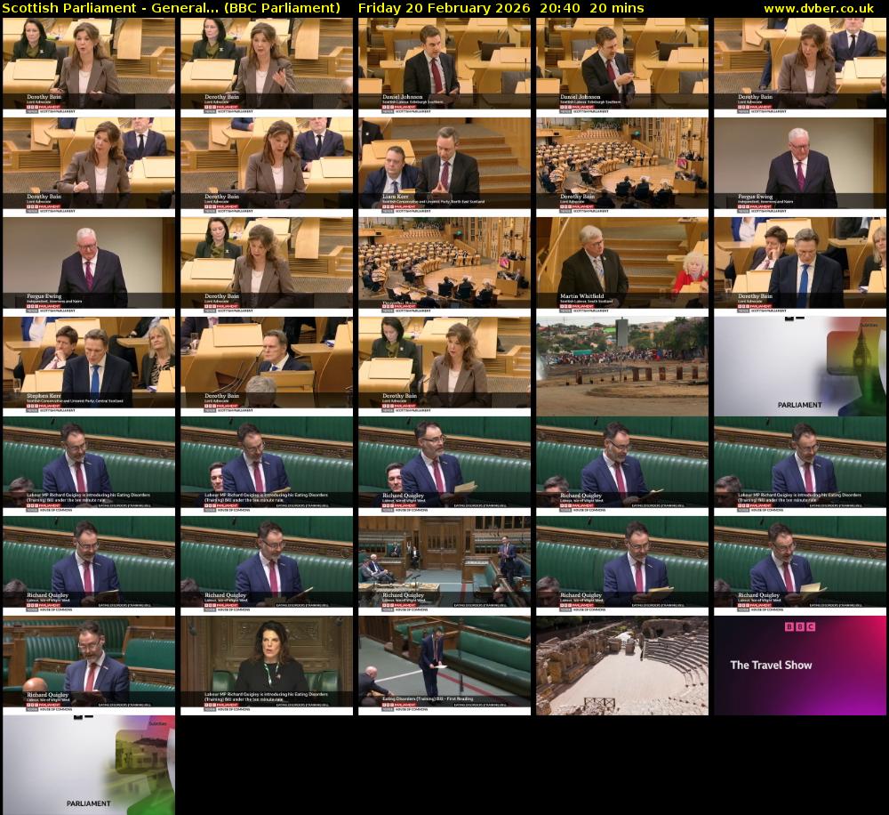 Scottish Parliament - General... (BBC Parliament) Friday 20 February 2026 20:40 - 21:00
