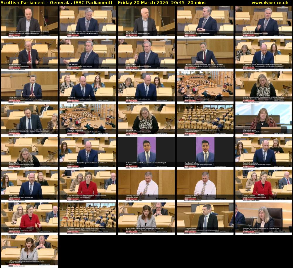 Scottish Parliament - General... (BBC Parliament) Friday 20 March 2026 20:45 - 21:05