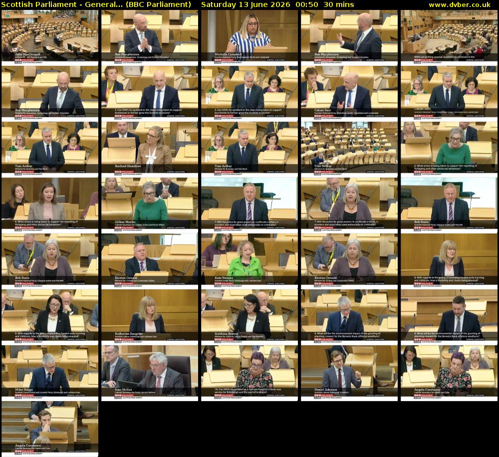 Scottish Parliament - General... (BBC Parliament) Saturday 13 June 2026 00:50 - 01:20