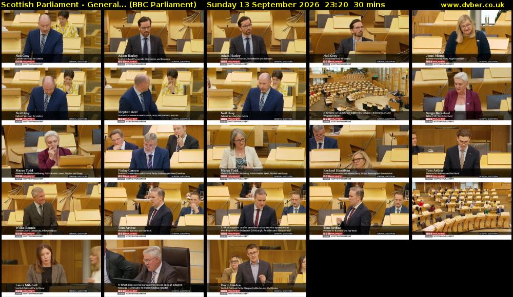 Scottish Parliament - General... (BBC Parliament) Sunday 13 September 2026 23:20 - 23:50