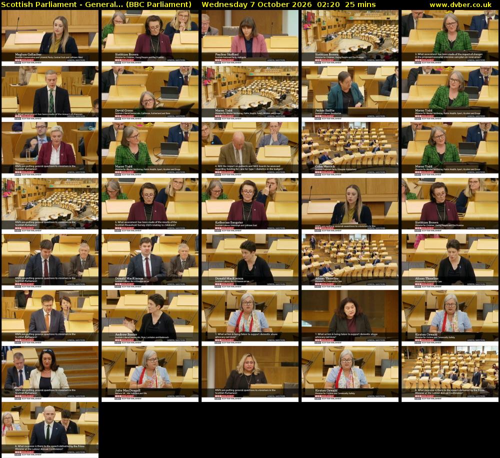 Scottish Parliament - General... (BBC Parliament) Wednesday 7 October 2026 02:20 - 02:45