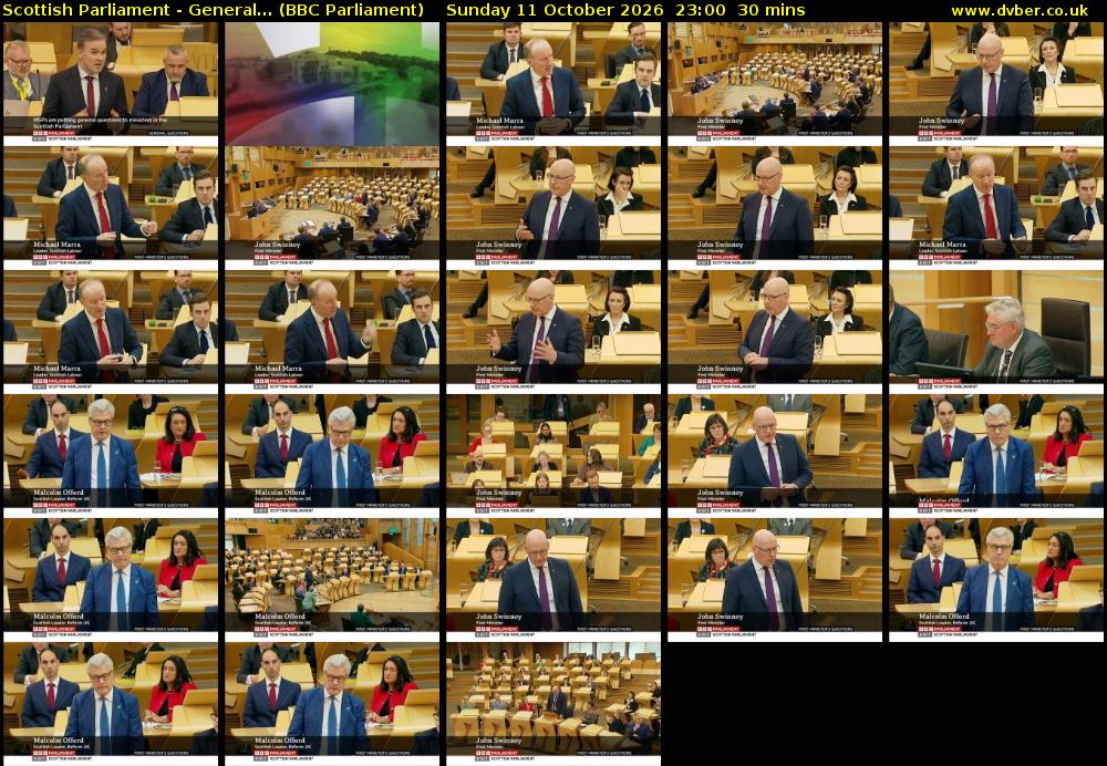 Scottish Parliament - General... (BBC Parliament) Sunday 11 October 2026 23:00 - 23:30