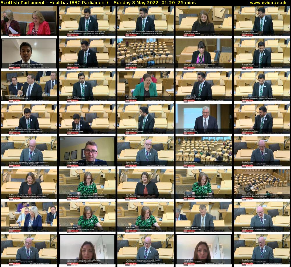 Scottish Parliament - Health... (BBC Parliament) Sunday 8 May 2022 01:20 - 01:45