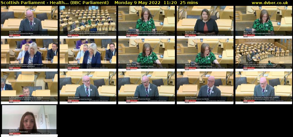 Scottish Parliament - Health... (BBC Parliament) Monday 9 May 2022 11:20 - 11:45