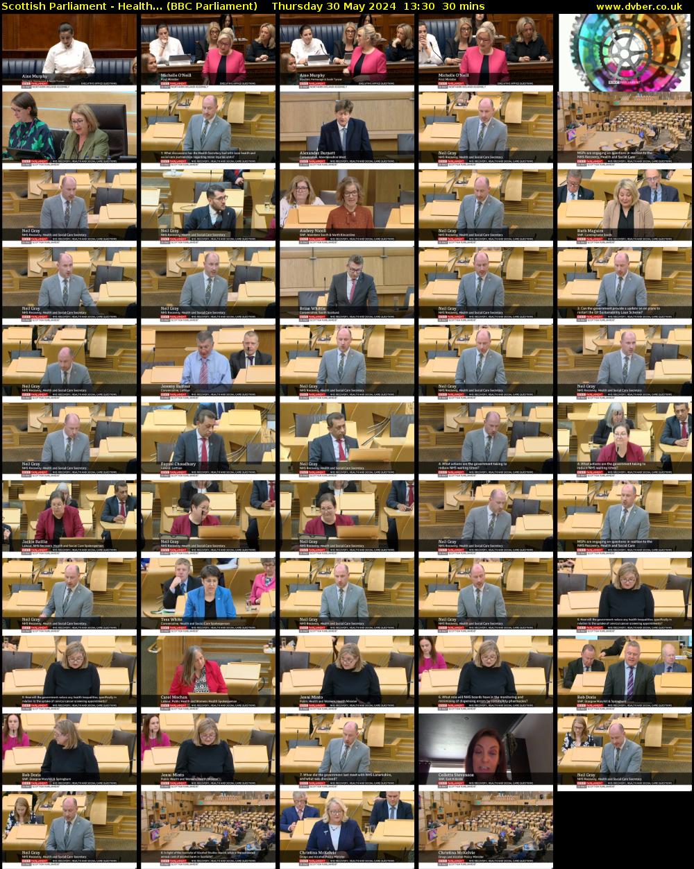 Scottish Parliament - Health... (BBC Parliament) Thursday 30 May 2024 13:30 - 14:00