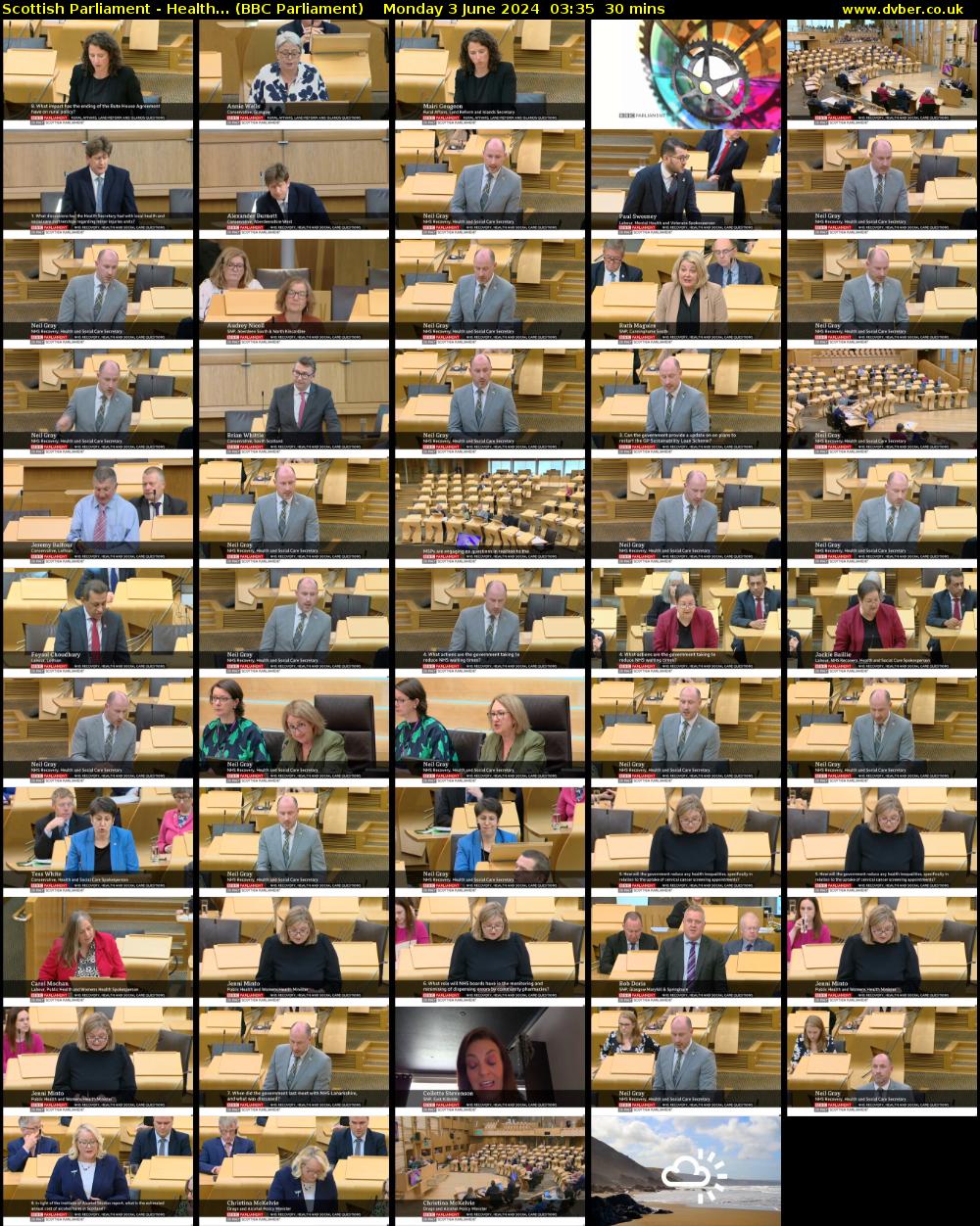 Scottish Parliament - Health... (BBC Parliament) Monday 3 June 2024 03:35 - 04:05