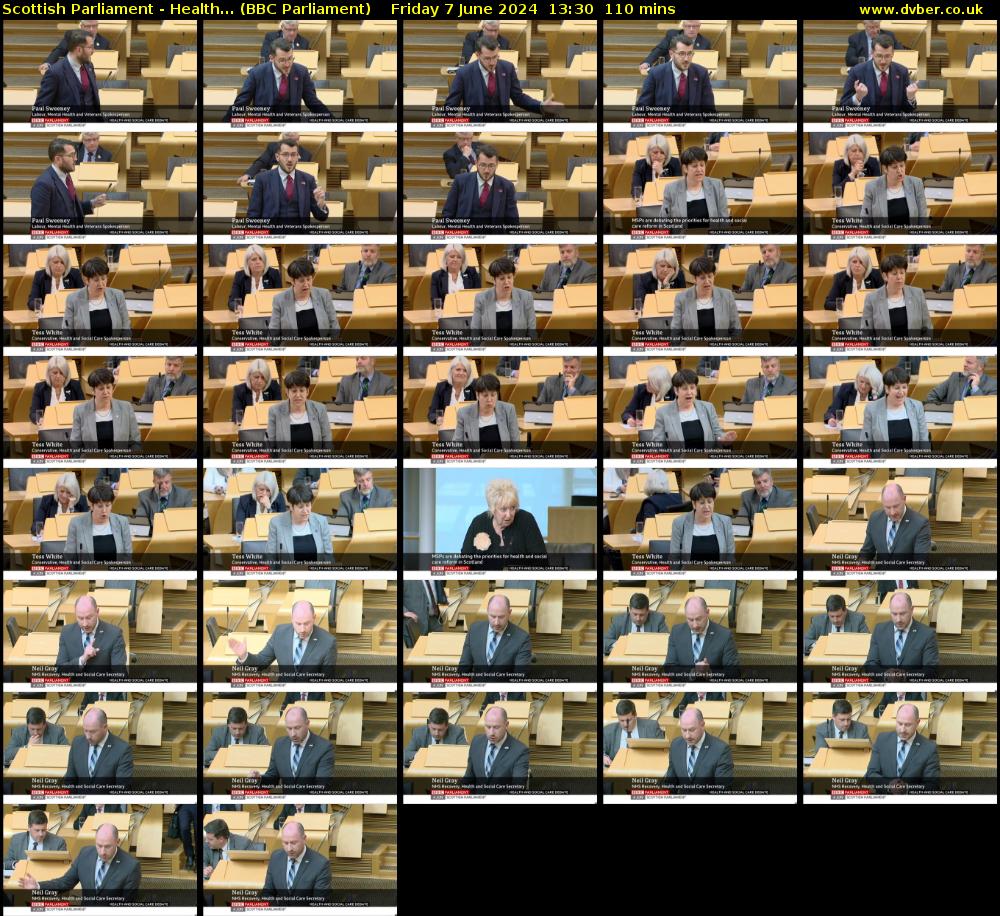 Scottish Parliament - Health... (BBC Parliament) Friday 7 June 2024 13:30 - 15:20