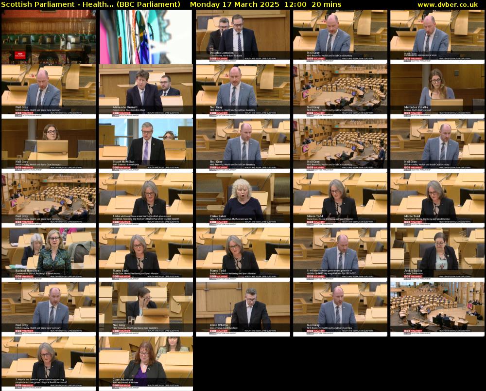 Scottish Parliament - Health... (BBC Parliament) Monday 17 March 2025 12:00 - 12:20