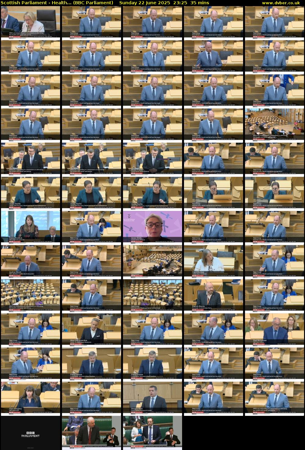 Scottish Parliament - Health... (BBC Parliament) Sunday 22 June 2025 23:25 - 00:00