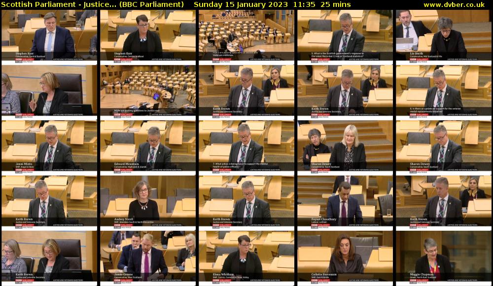 Scottish Parliament - Justice... (BBC Parliament) Sunday 15 January 2023 11:35 - 12:00