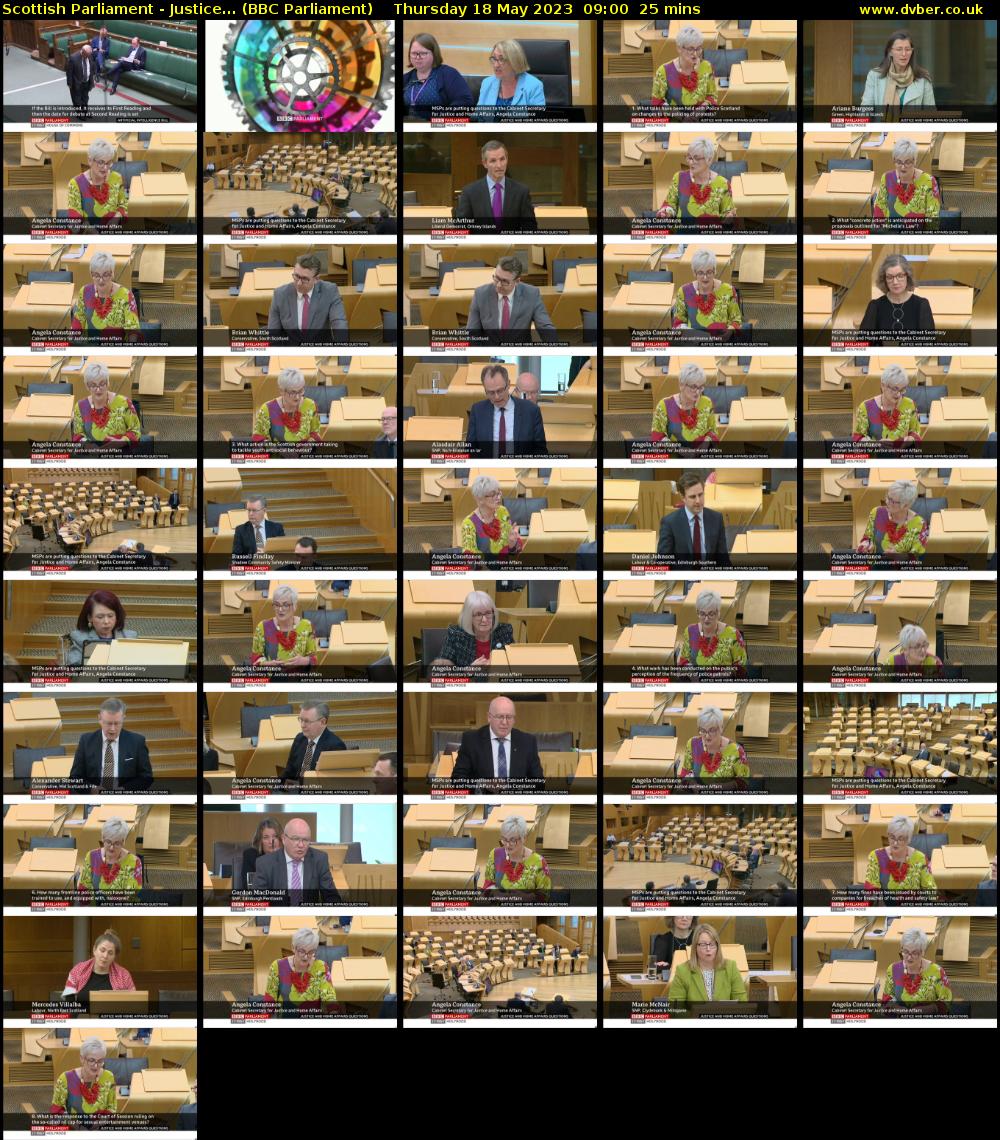 Scottish Parliament - Justice... (BBC Parliament) Thursday 18 May 2023 09:00 - 09:25